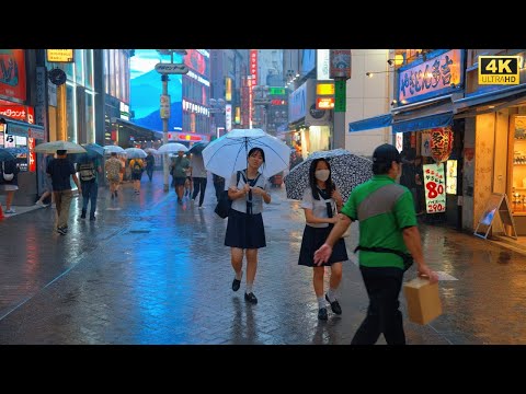 【4K HDR】8 Hours Heavy Rain ASMR | Walk in Shibuya (渋谷) Tokyo Japan | Rain sounds for sleeping