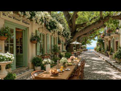 🌿 Sunny Spring Garden Jazz at a Peaceful Seaside Café ☕ Relaxing Morning Jazz for Positive Mood