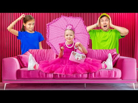 💕 Pink Color Challenge! Stephi Changes Everything to the Same Color 🌸