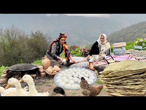 Baking Fresh Local Bread & Fire-Roasted Potatoes in an Iranian Mountain Village