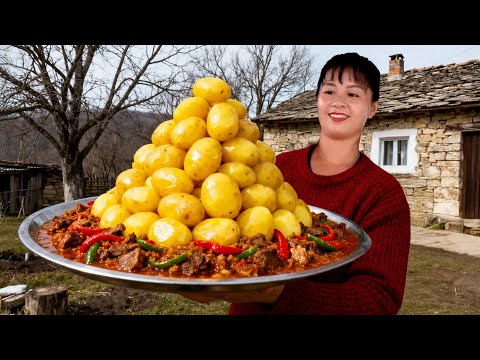 TIMELAPSE -- You Won’t Believe This Harvest! Cooking Village Style Potato and Vegetable Pilaf