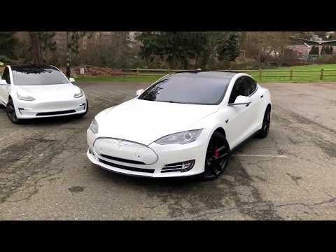 Tesla Model 3 & S pearl white tinted window comparison