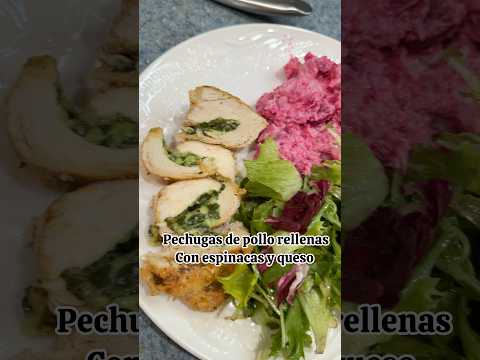 Pechugas de pollo rellenas con espinacas y queso #natural #receta