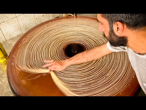 How thin Turkish noodles are made | Handmade Turkish Tel Kadayif noodles | Turkish Food