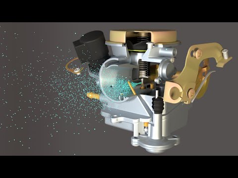 How does a work scooter carburetor 4t CVK GY6 | 3D