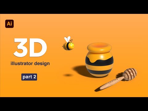 HOW TO CREATE 3D BEE and WOODEN SPOON IN ADOBE ILLUSTRATOR | illustrator Tutorial🐝