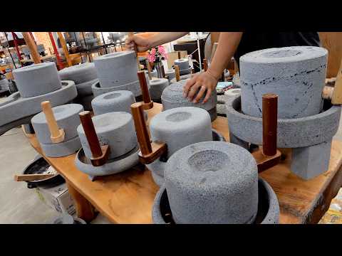 This Was a Giant Rock? Making a Millstone from Basalt – Inside a Korean Stone Factory