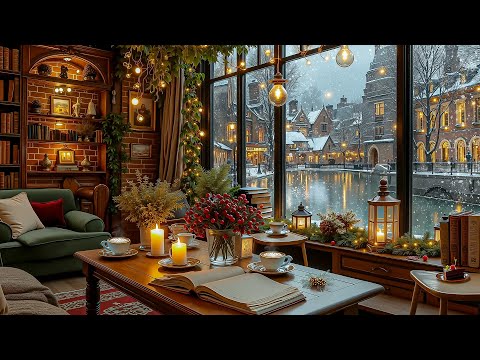 Cozy Snowy Coffee Shop ❄️☕ Soft Jazz Music & Winter Ambience for Peaceful Relaxation