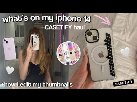 WHATS ON MY IPHONE 14 *CASETiFY unboxing + how i edit my thumbnails 🎧🎀
