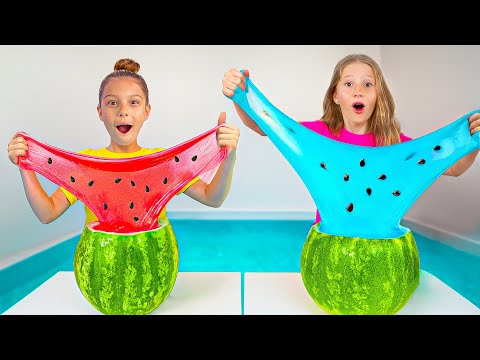 Giant slime at home with Nastya and friends