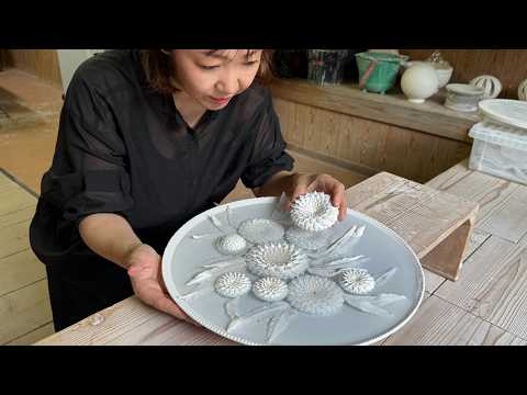 10,000回ハサミで土を切り、お皿の中に水中庭園を作るプロセス。100年以上の歴史を持つ窯元。