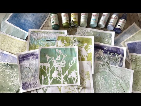 A few minutes of fun... with a gel plate, Gypsophila flowers and PaperArtsy Paints