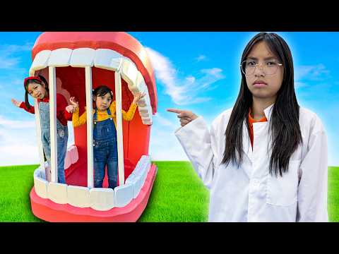 Wendy the Dentist vs Candy: Eva & Maddie Learn about Healthy Teeth