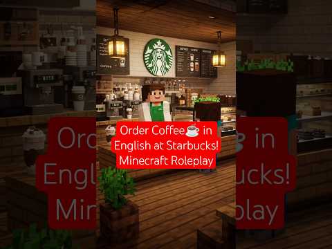 Starbucks English Conversation in Minecraft | Customer & Staff english speaking Practice