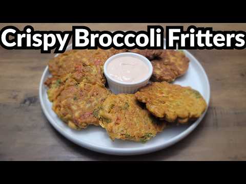 Easy Broccoli Fritters with Sriracha Sauce | Quick Vegetarian Dinner