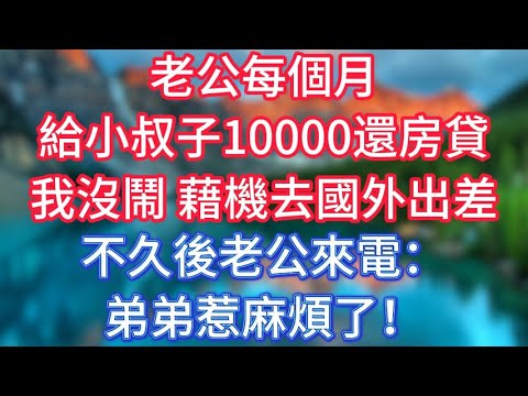 老公每個月給小叔子10000還房貸，我沒鬧，藉機去國外出差，不久後老公來電：弟弟惹麻煩了！ #傾聽故事會 #情感故事 #老人频道 #老年健康 #為人處世 #老年生活