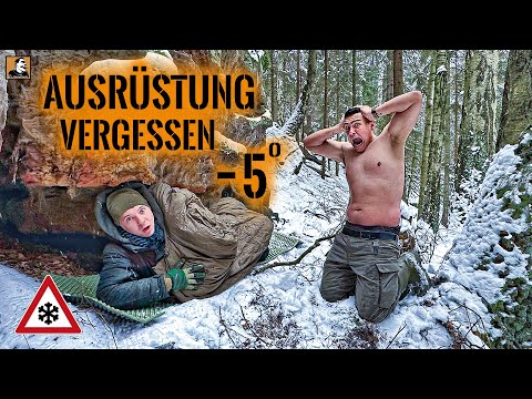24h im WINTER & AUSRÜSTUNG VERGESSEN | -5°C ohne SCHLAFSACK | Survival Mattin
