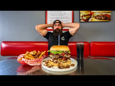 ONLY ONE PERSON HAS BEATEN THE BIGGEST BURGER AT IDAHO'S FAMOUS MAN V. FOOD DINER! | BeardMeatsFood
