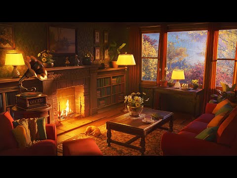 A 1940s Rainy Autumn Day at Vintage Manor House Room | Retro ASMR for Sleep & Relax