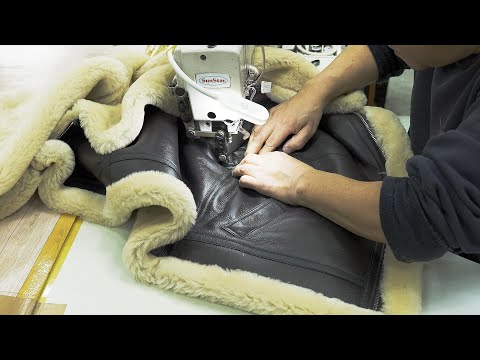 Sheepskin B3 Bomber Jacket Made by Leather Craftsman (Amazing Process!)