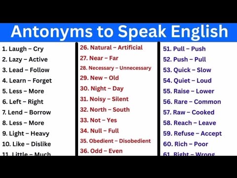Antonyms to speak English|English grammar for competitive exams|opposite words|competitive exams||