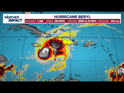 Hurricane Beryl update: Cat. 4 storm continues on path toward Jamaica with 145 maximum sustained win