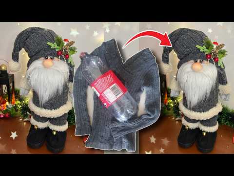Take advantage of an empty bottle and a sweater ♻️ to create a beautiful Christmas doll 🎄 without...