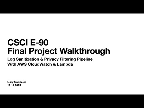 CSCI E 90 Final Project Walkthrough