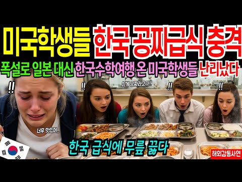[해외감동사연] 폭설에 한국 인천공항 불시착한 미국 엘리트 학생들 비상, 한국수학여행 급식실 겪고 오열! 미국인 한국행 입국대란에 전세계 발칵!