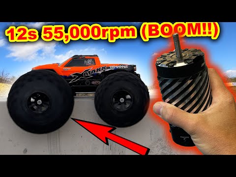 50 Volt GIANT motor 55,000rpm Traxxas X-Maxx RC Car - too much POWER!!