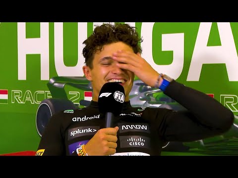 Lando Norris Reaction to Breaking Max Verstappen's Trophy