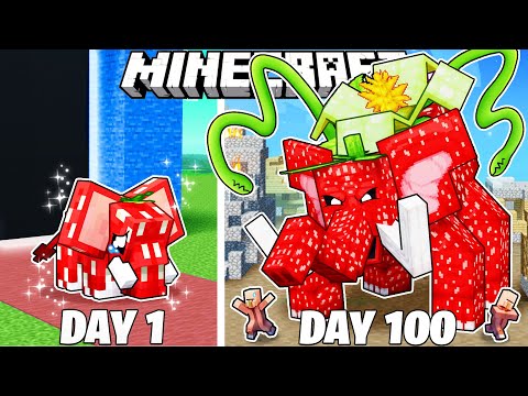 I Survived 100 Days as STRAWBERRY ELEPHANT in MINECRAFT!