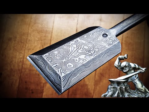 XXXL Japanese chisel from Damascus steel.  Making process