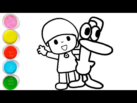 Cute Pocoyo and Pato Drawing, Painting and Coloring For Kids and Toddlers_ Step by Step Drawing