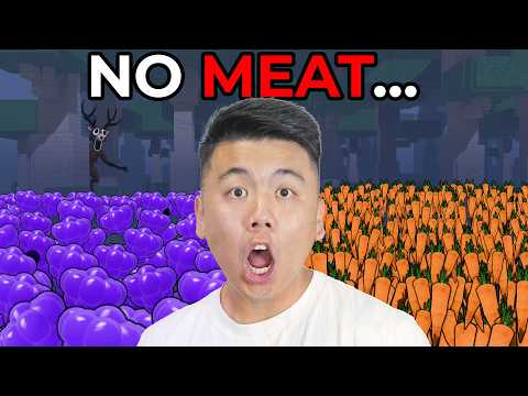 Surviving 99 Nights In The Forest But I CANT EAT MEAT..