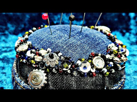 Два шматочки джинси і ложка бусинок / pincushion
