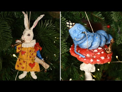 DIY Alice in Wonderland cotton ornaments/ Part 2: the White Rabbit and The Blue Caterpillar