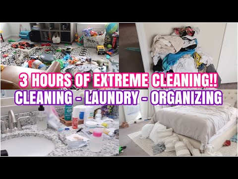 NEW!! EXTREME 3 HOUR CLEANING MARATHON | LAUNDRY, DEEP CLEAN, ORGANIZE | SPEED CLEANING MOTIVATION