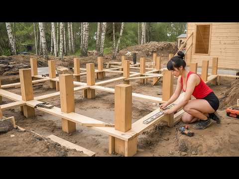 Smarter than you think! Talented woman built a wooden home from scratch in only a few weeks!