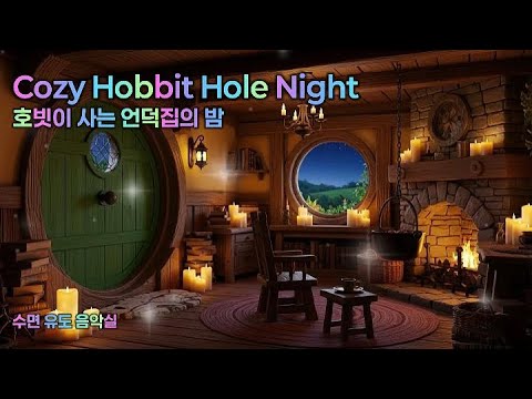 [8시간] 호빗의 언덕 집 🕯️ 타닥이는 벽난로 & 켈틱 하프 자장가 | 판타지 수면음악, 동화 ASMR, 불면증