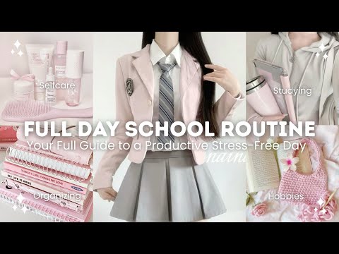 Productive full Day School Routine | Study, selfcare and fun!! 💗