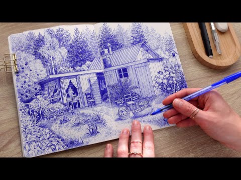 Come and draw with me! You only need 1 ballpoint pen. 🖊️/ no music, no talking