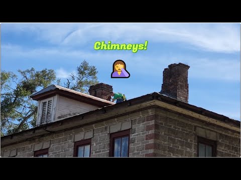 Ep2 We bought an Abandoned 1907 Four Square Home Mansion Trimming Trees & Repairing Double Chimneys