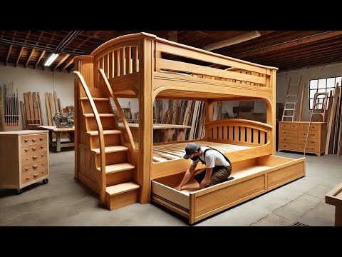 How Carpenters Turn Raw Wood Into Masterpiece - The Process of Crafting Beautiful Double Bunk Bed