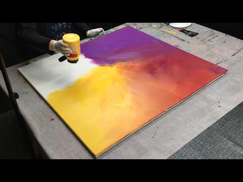 Abstrakte Acrylmalerei auf großer Leinwand | Rakeltechnik nach Gerhard Richter