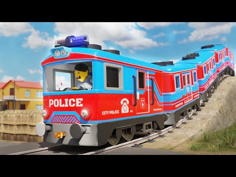 POLICE & THIEF CHASE - Lego City Cartoon - Choo Choo train kids Videos