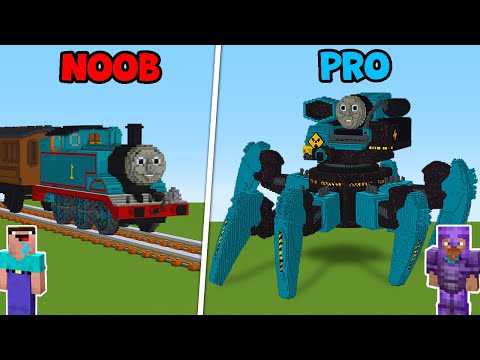Minecraft THOMAS THE TRAIN HOUSE BUILD CHALLENGE : NOOB vs PRO / Animation
