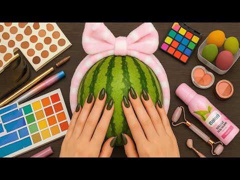 💋 ASMR Makeup on Watermelon (No Talking) | Oddly Satisfying & Relaxing for Sleep