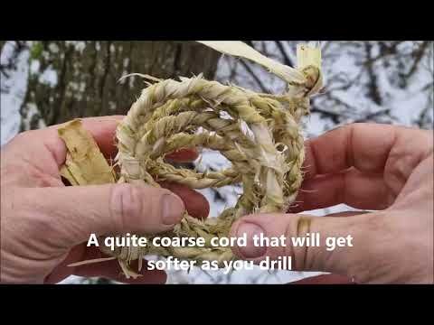 Willow bark cord for bow drill in winter