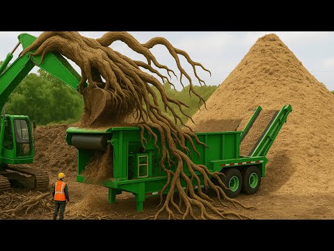 Dangerous Tree Shredder and Wood Chipper crushing machines | Monster Stump Removal Excavator #12